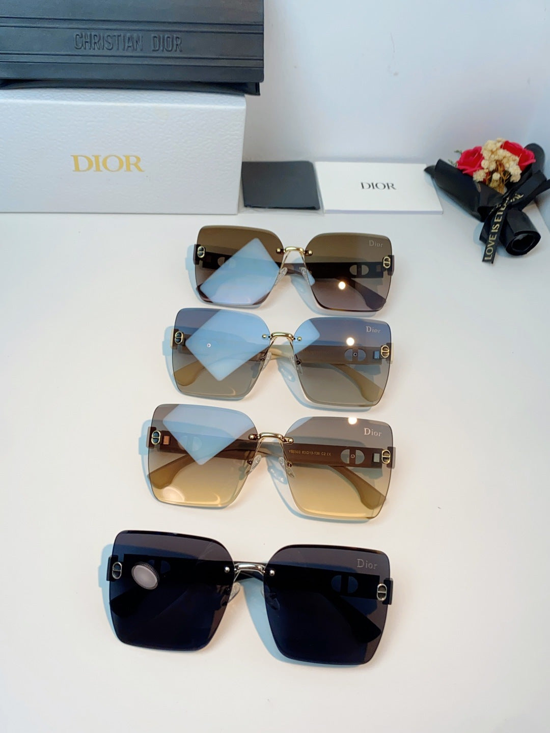 Dior Lightweight Rimless Gray Lens Sunglasses for Men & Women - detail image 12