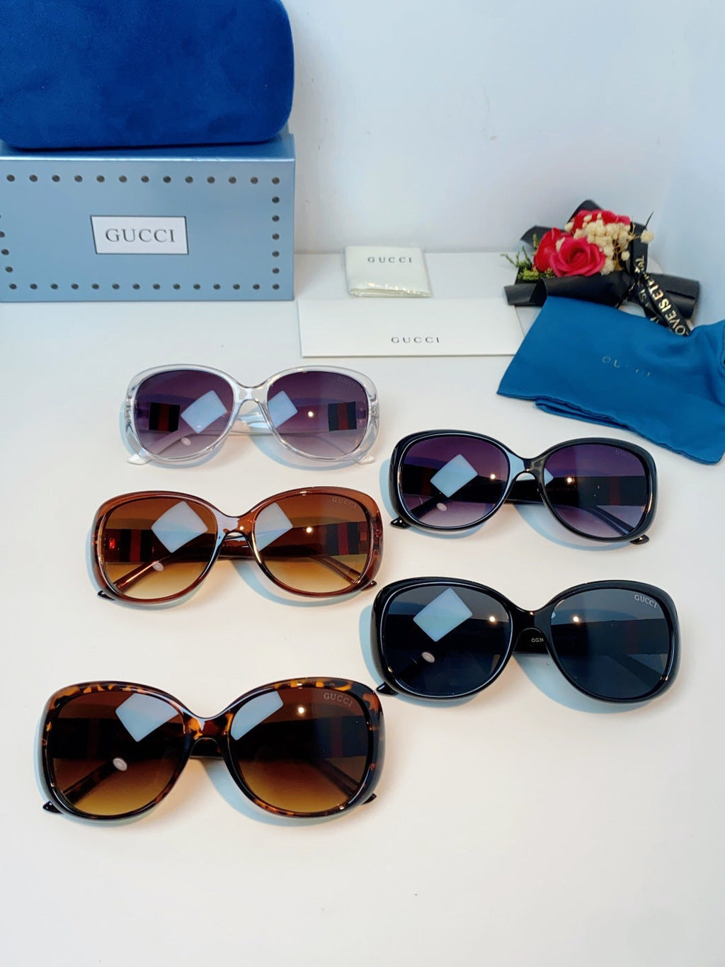 Gucci Oval Red Lens Sunglasses for Men & Women - detail image 12