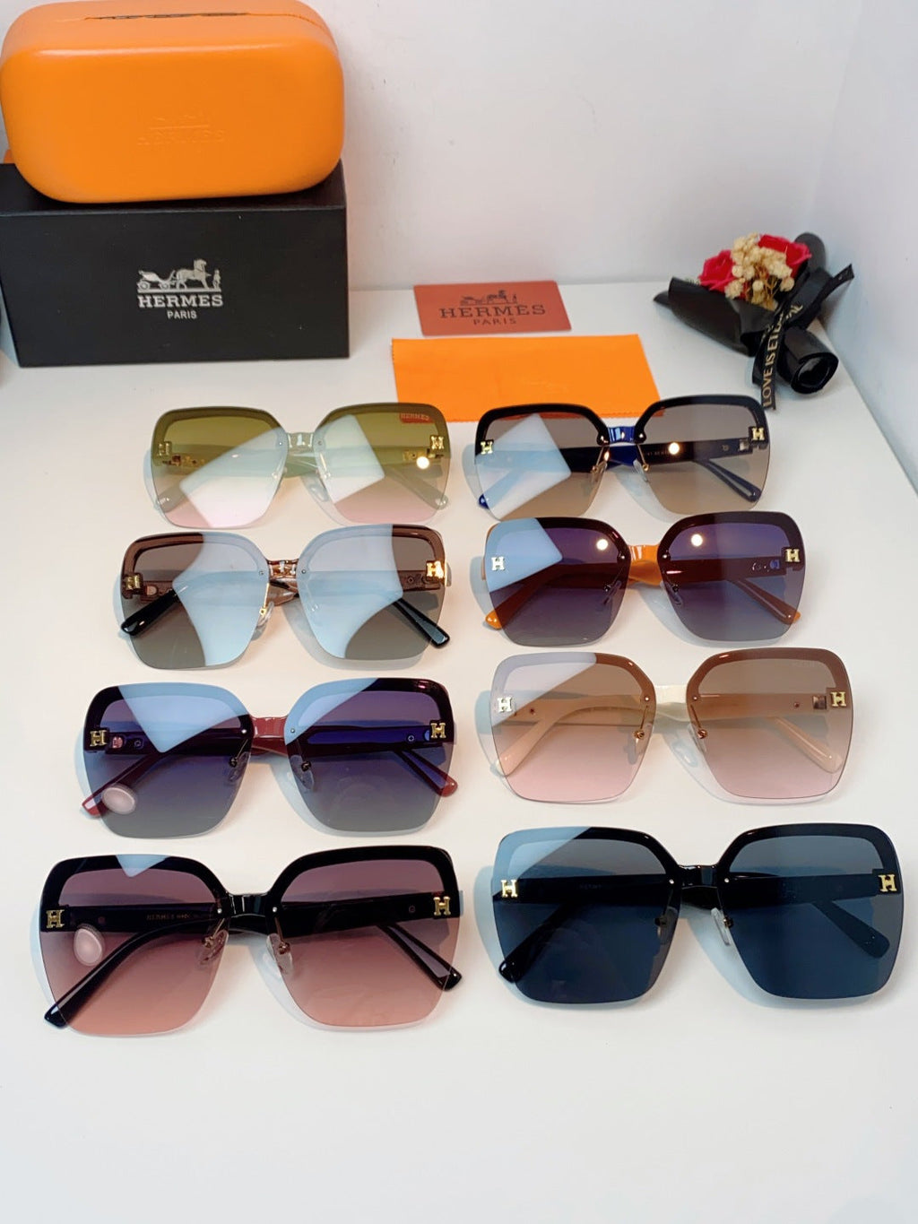 Hermès Lightweight Rimless Gray Lens Sunglasses for Men & Women - detail image 12