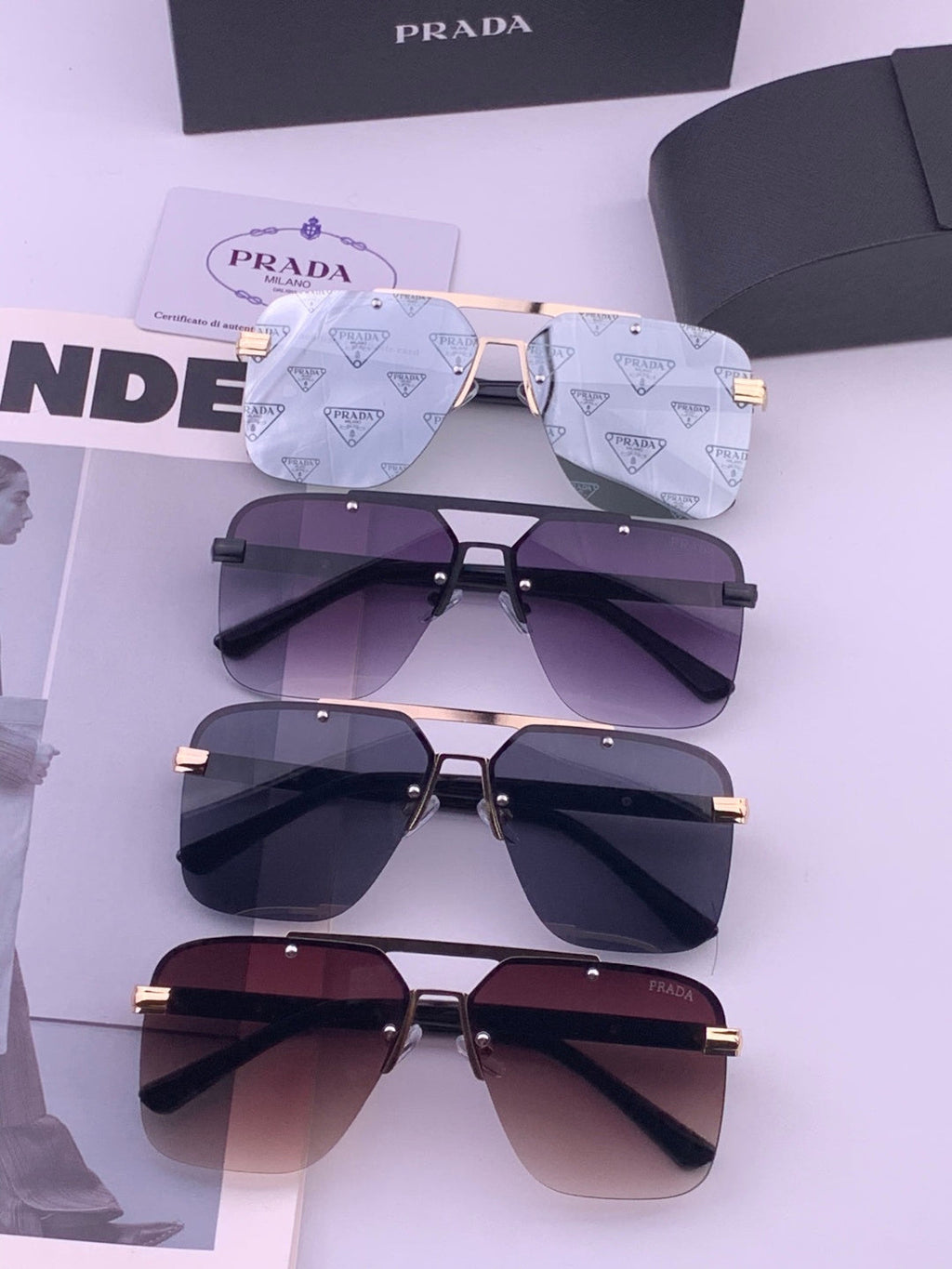 Prada Fashion Blue Lens Sunglasses for Men - 415695 - detail image 8