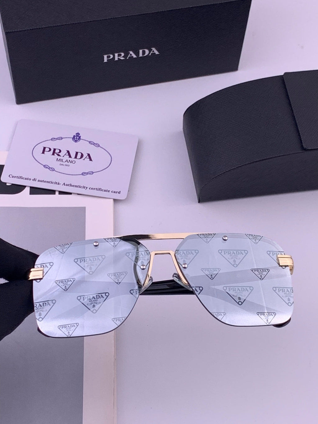 Prada Fashion Silver Lens Sunglasses for Men - 415694