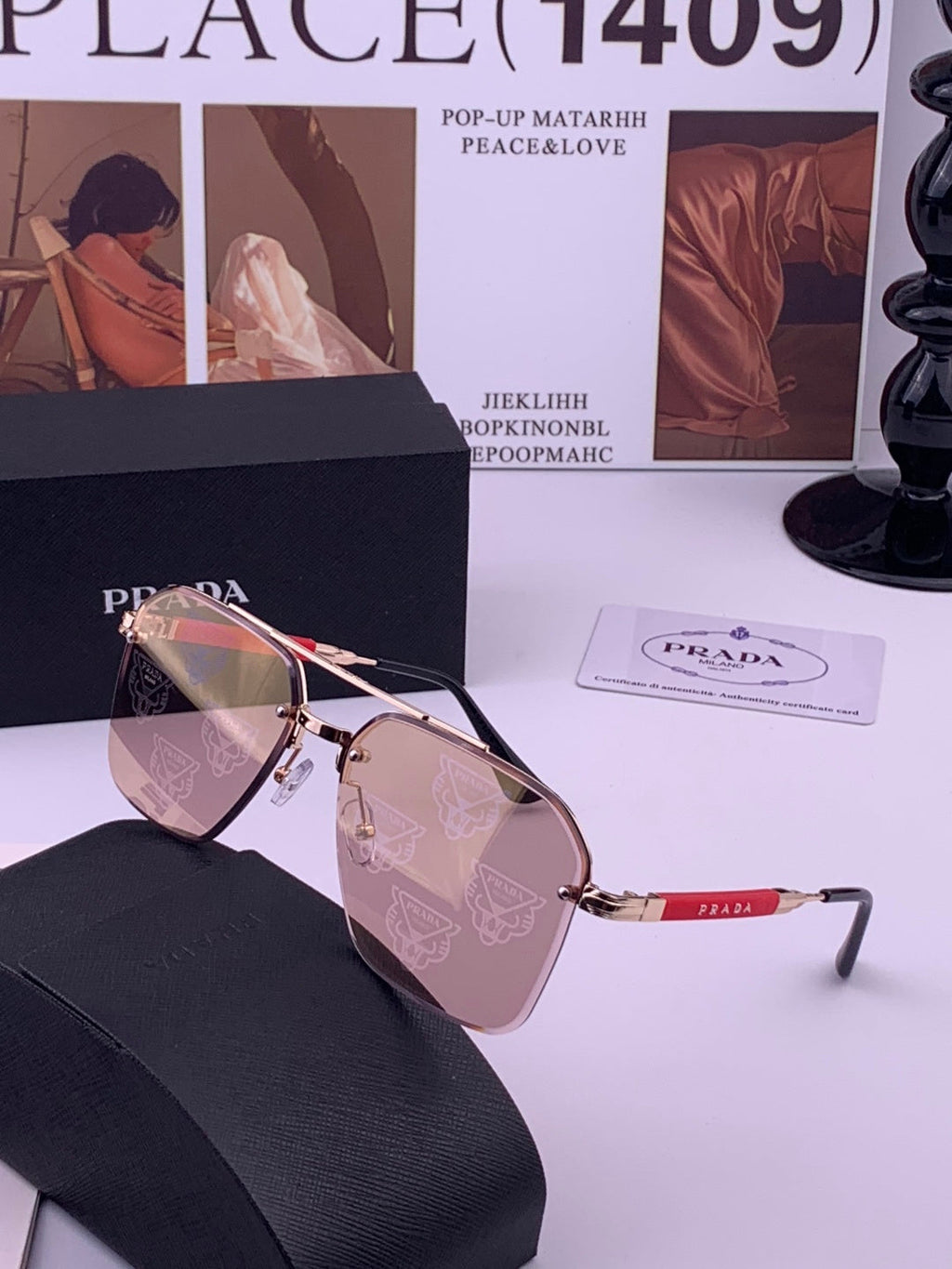 Prada Fashion Red Lens Sunglasses for Men - 415697