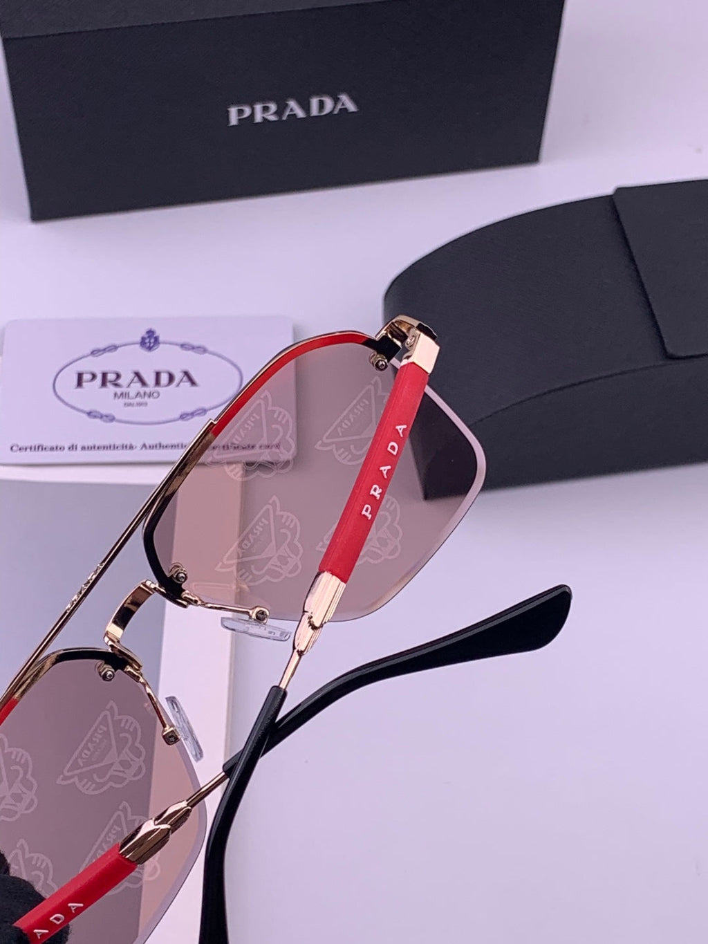 Prada Fashion Red Lens Sunglasses for Men - 415697 - detail image 3