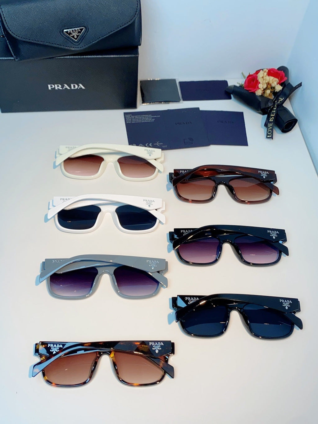 Prada Polarized Square Red Lens Sunglasses for Men & Women - detail image 11