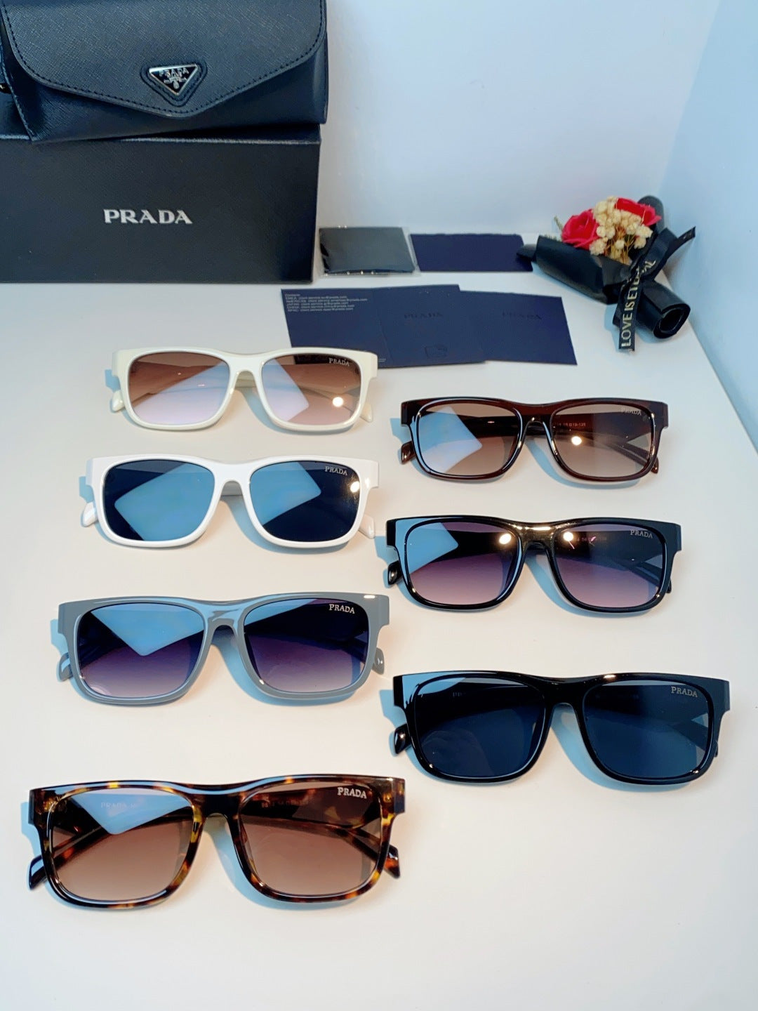Prada Polarized Square Blue Lens Sunglasses for Men & Women - detail image 12