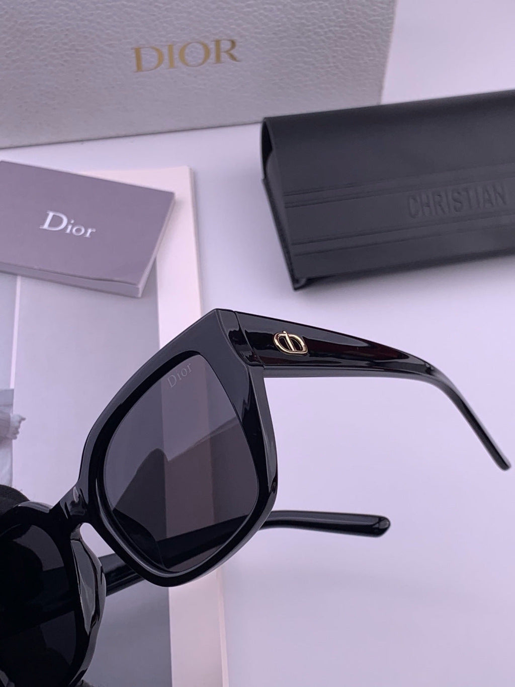 Dior CD6820 Polarized Square Black Lens Sunglasses for Women - 358170 - detail image 3