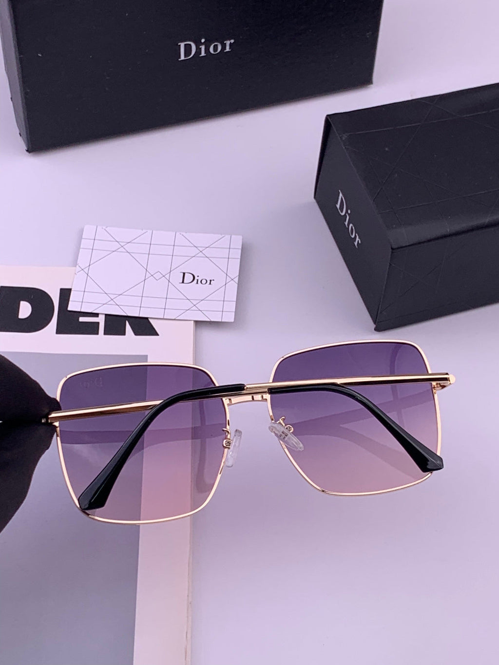 Dior D5813 Polarized Square Black Lens Sunglasses for Men & Women - 358206 - detail image 4