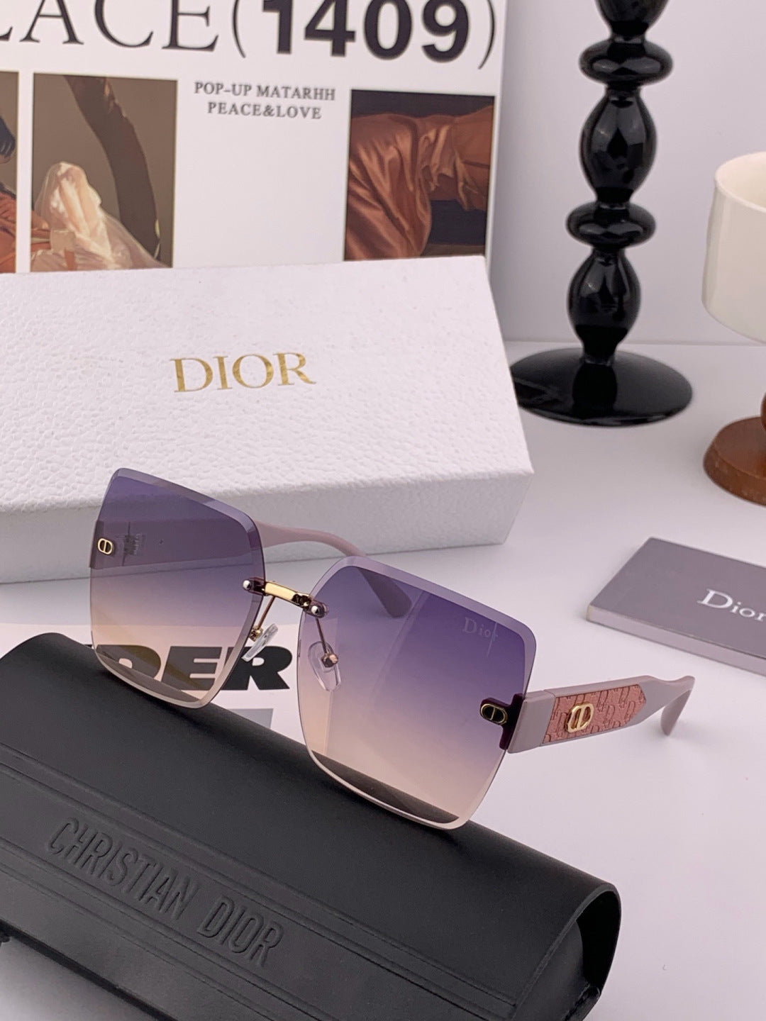 Dior D3235 Square Red Lens Sunglasses for Men & Women - 358241