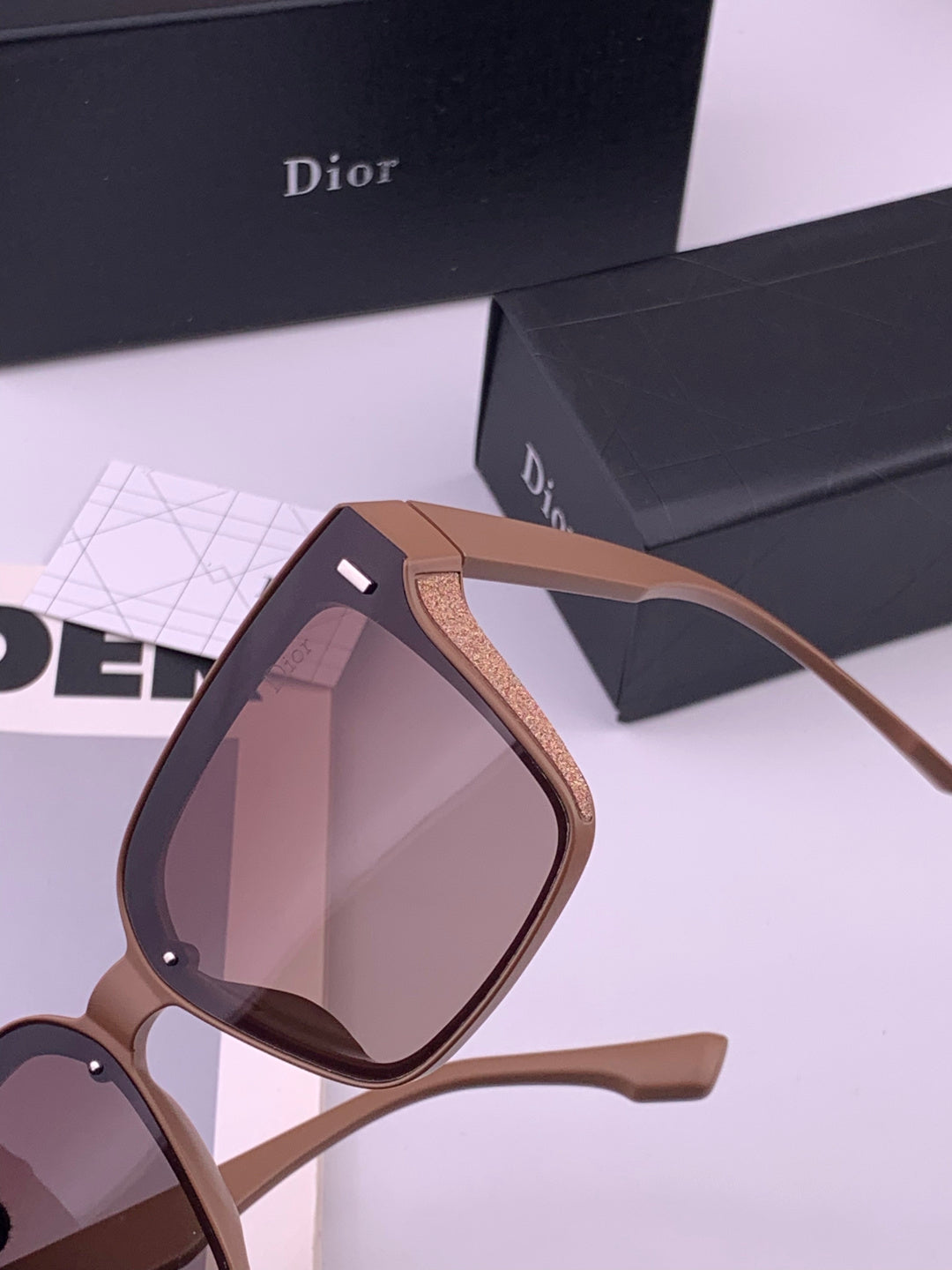 Dior CD883 Polarized Square Gold Lens Sunglasses for Women - 358231 - detail image 3