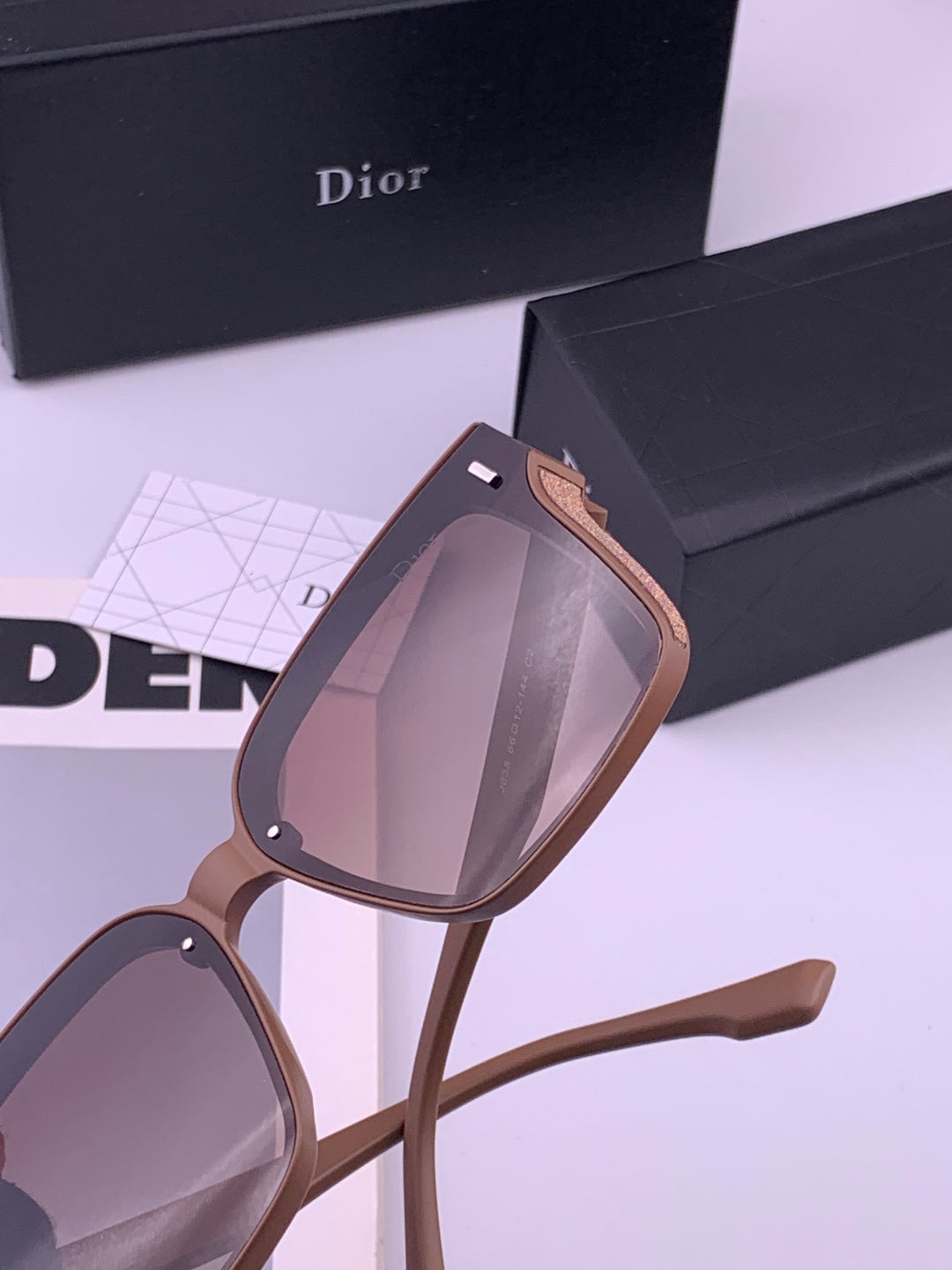 Dior CD883 Polarized Square Gold Lens Sunglasses for Women - 358231 - detail image 5