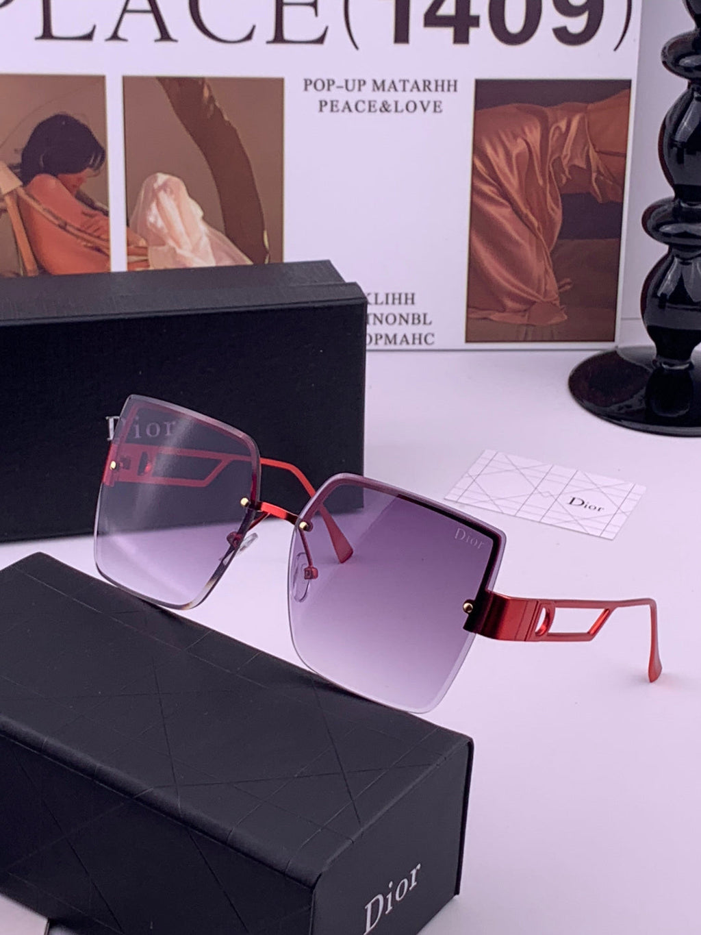 Dior D9681 Square Gold Lens Sunglasses for Men & Women - 358234 - detail image 2