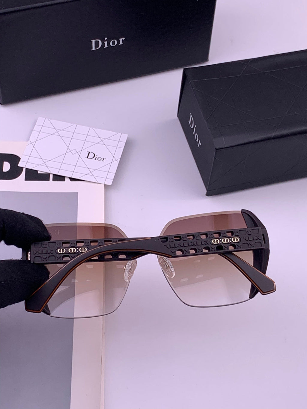 Dior CD5296 Square Gold Lens Sunglasses for Women - 371900 - detail image 4