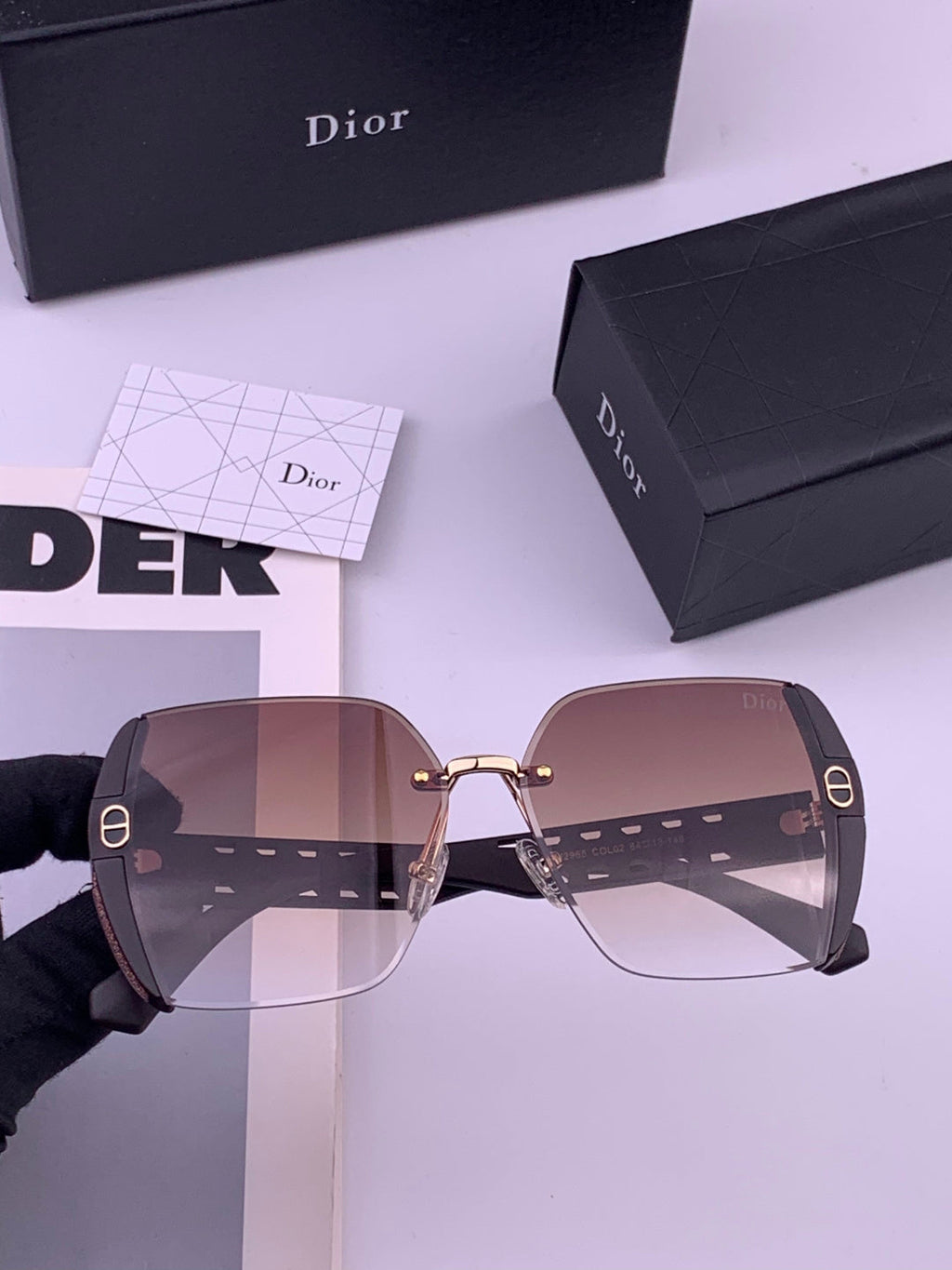 Dior CD5296 Square Gold Lens Sunglasses for Women - 371900