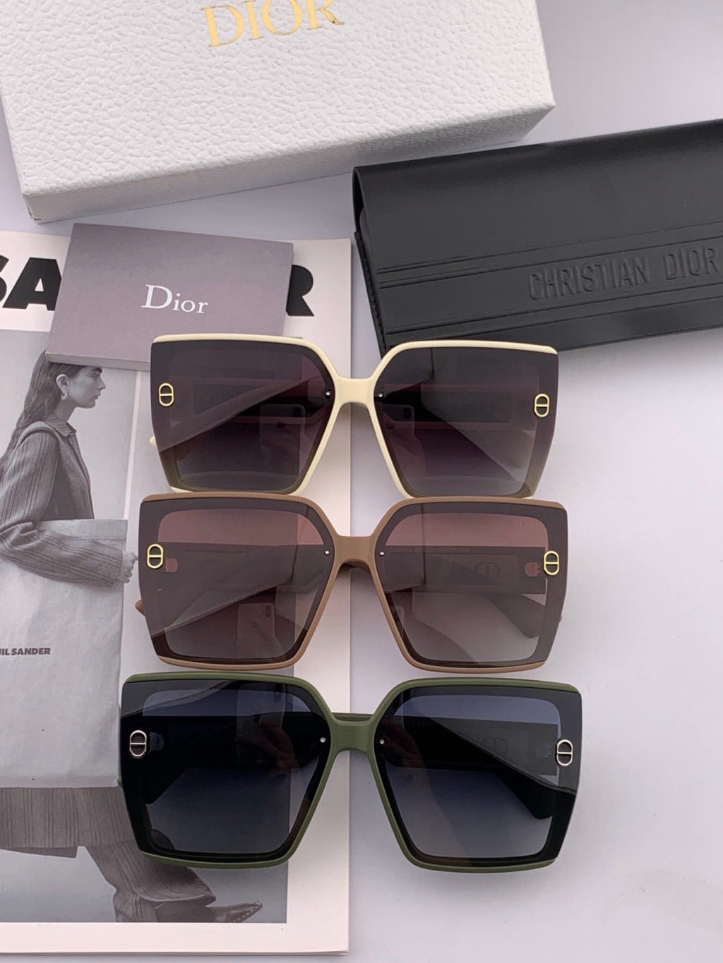 Dior CD0971 Polarized Square Red Lens Sunglasses for Men & Women - detail image 4