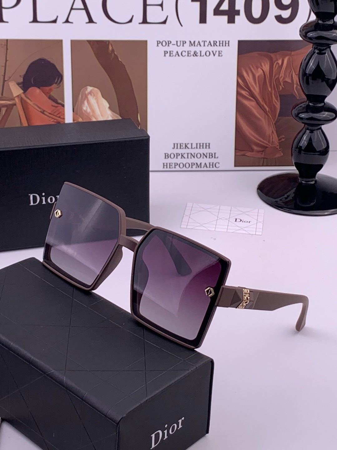 Dior CD9781 Polarized Square Black Lens Sunglasses for Women - 371886 - detail image 2