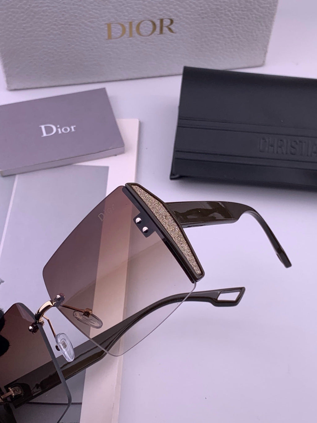 Dior CD2233 Lightweight Metal Rimless Gold Lens Sunglasses for Women - 371923 - detail image 3