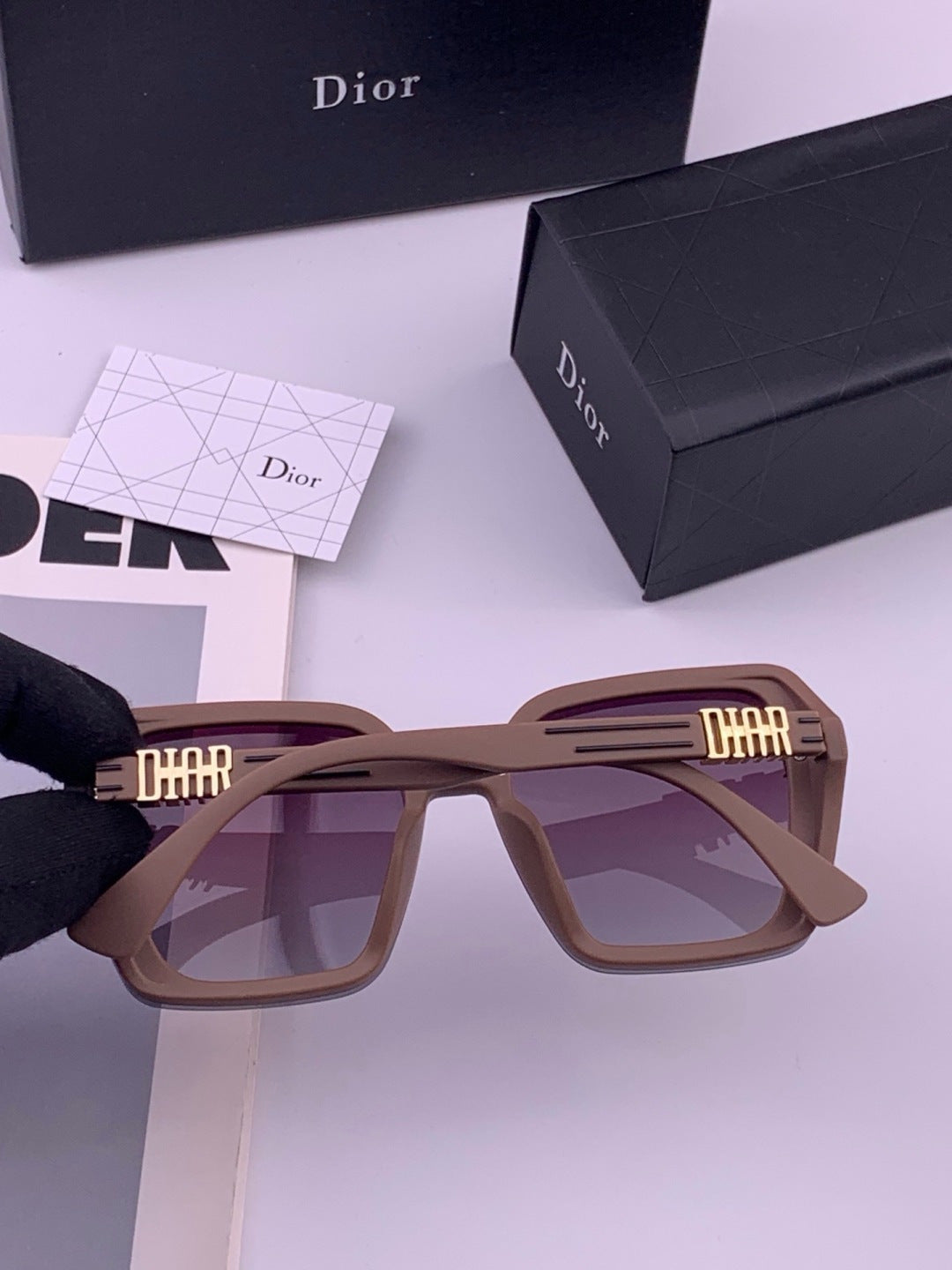 Dior CD3290 Polarized Square Gold Lens Sunglasses for Women - 371916 - detail image 5