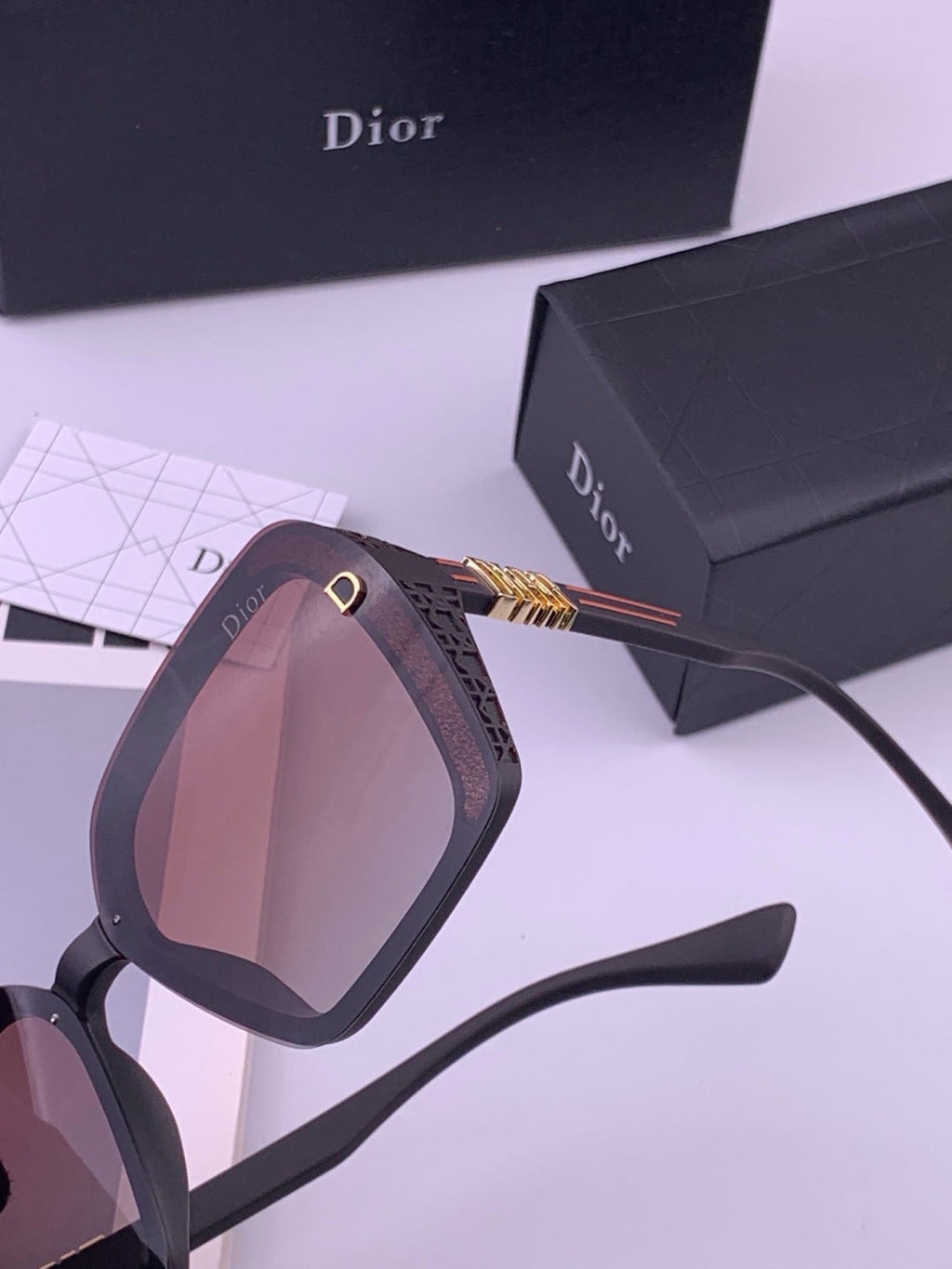 Dior CD3290 Polarized Square Gold Lens Sunglasses for Women - 371917 - detail image 5