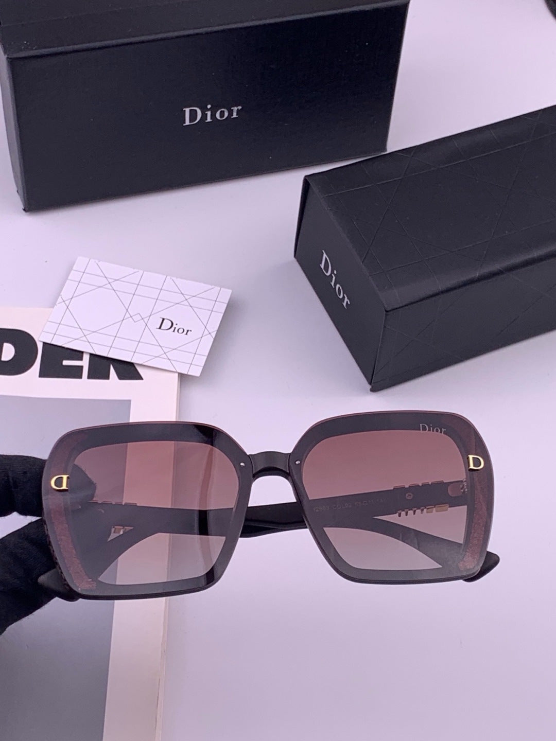 Dior CD3290 Polarized Square Gold Lens Sunglasses for Women - 371917 - detail image 7