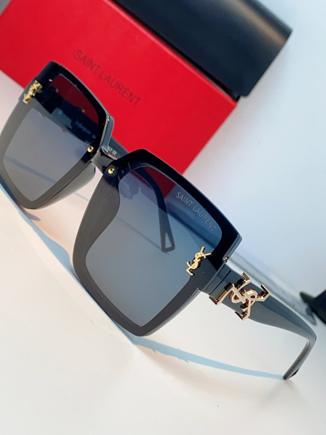 Saint Laurent Metal Square Blue Lens Sunglasses for Men & Women - detail image 7