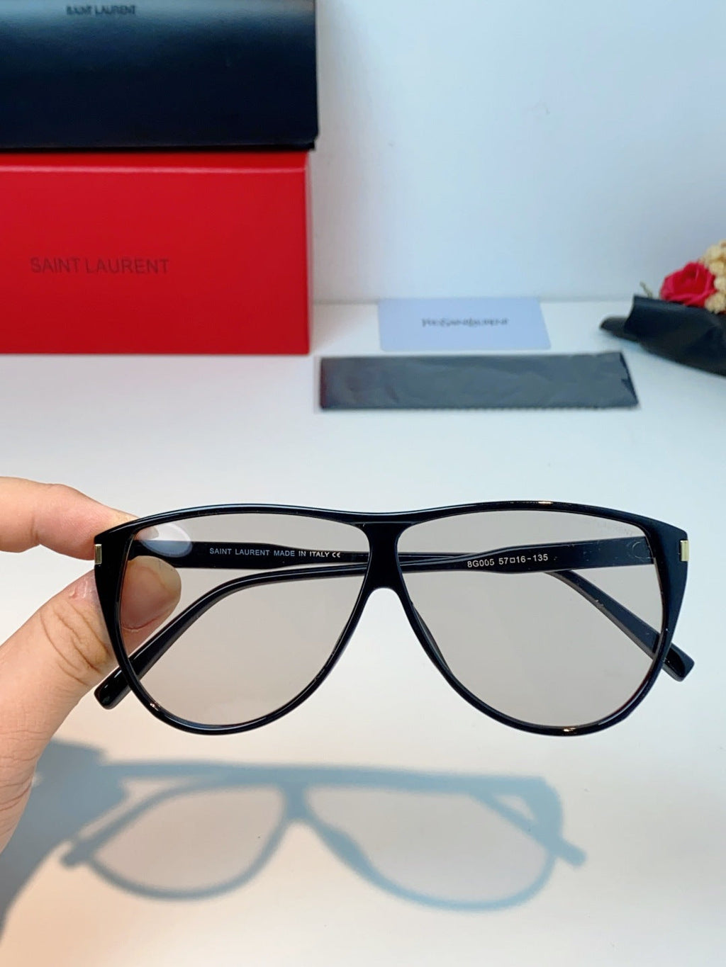 Saint Laurent Cat-Eye Silver Lens Sunglasses for Men & Women - 382479 - detail image 4