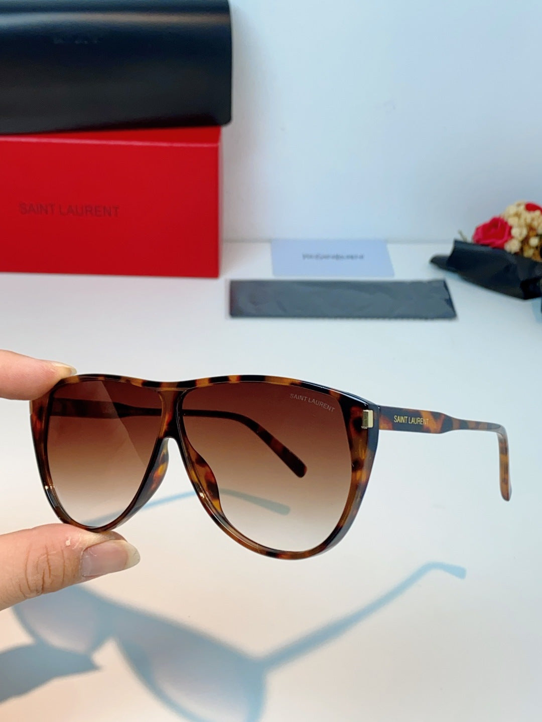 Saint Laurent Cat-Eye Red Lens Sunglasses for Men & Women - detail image 6
