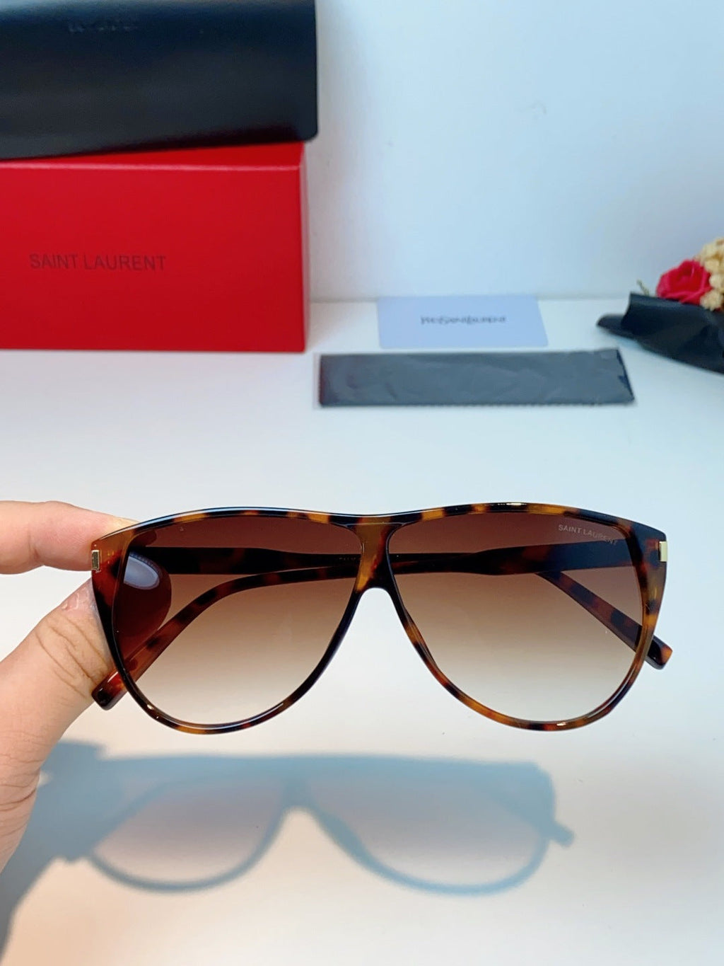 Saint Laurent Cat-Eye Red Lens Sunglasses for Men & Women - detail image 4