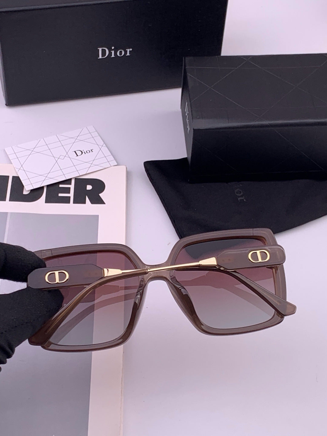 Dior CD6305 Polarized Square Gold Lens Sunglasses for Women - 382414 - detail image 4
