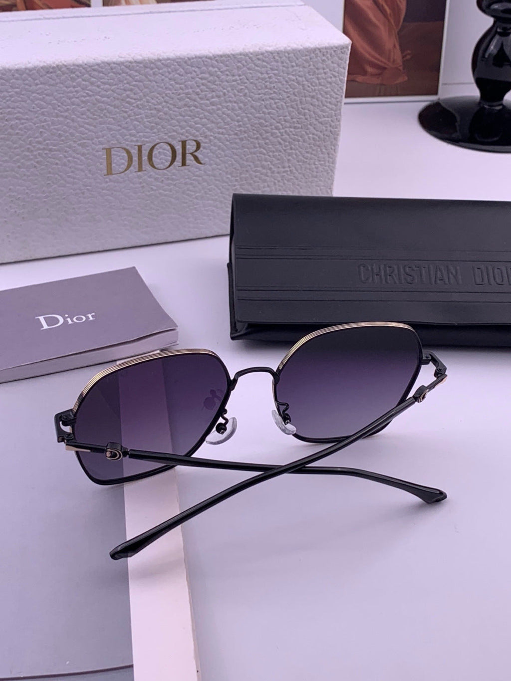 Dior CD7210 Square Gold Lens Sunglasses for Women - 382420 - detail image 7