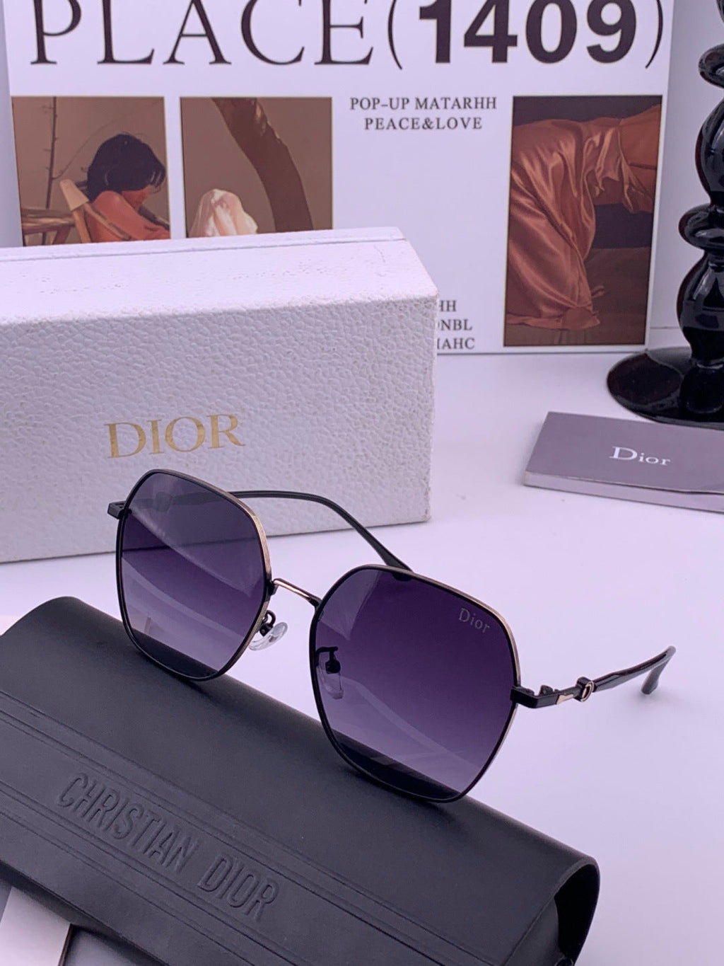 Dior CD7210 Square Gold Lens Sunglasses for Women - 382420 - detail image 2