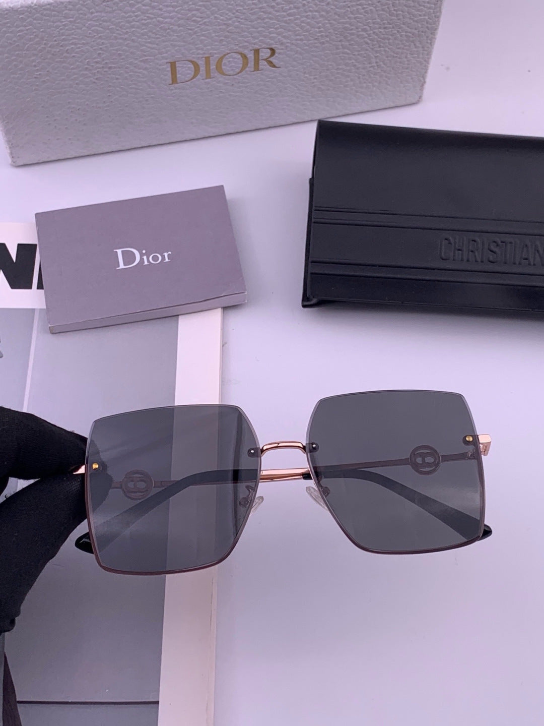 Dior CD7371 Lightweight Rimless Black Lens Sunglasses for Women - 382421