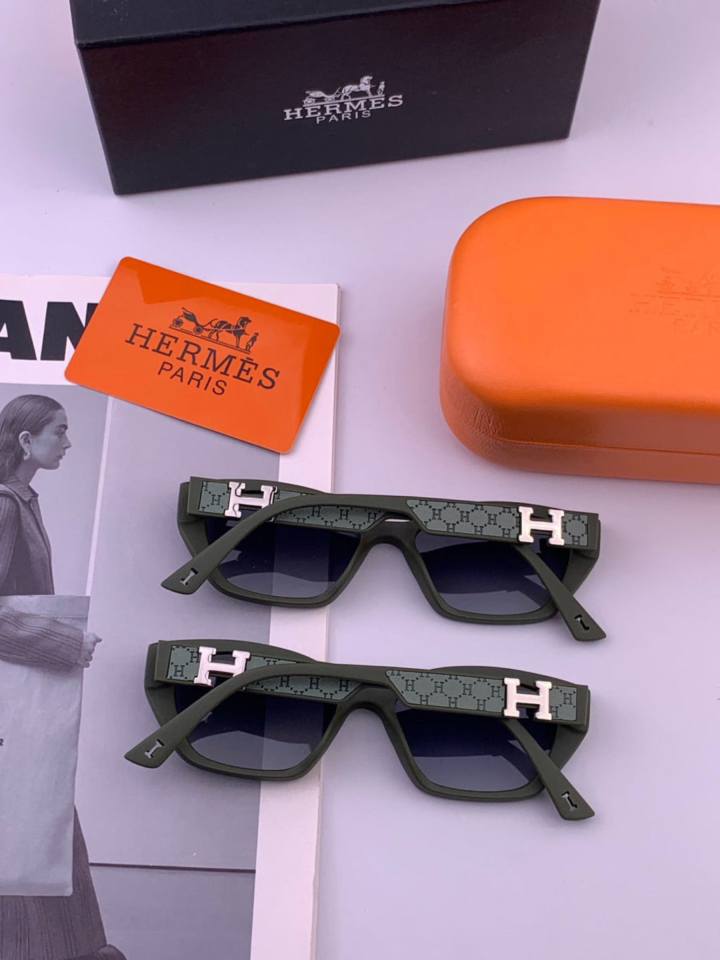 Hermès H3511 Polarized Square Black Lens Sunglasses for Men & Women - 399430 - detail image 4
