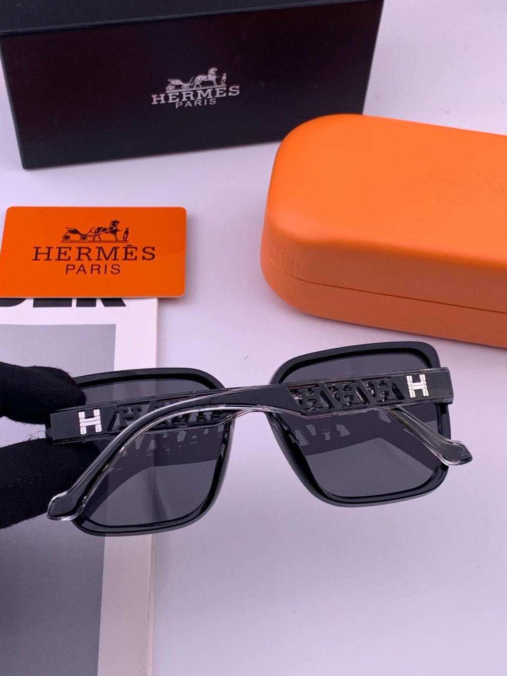 Hermès H7993 Square Black Lens Sunglasses for Men & Women - 399425 - detail image 4