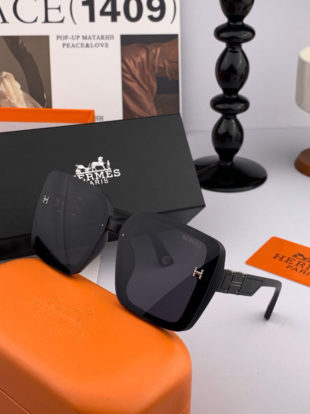 Hermès H2304 Square Pink Lens Sunglasses for Men & Women - 399441 - detail image 4