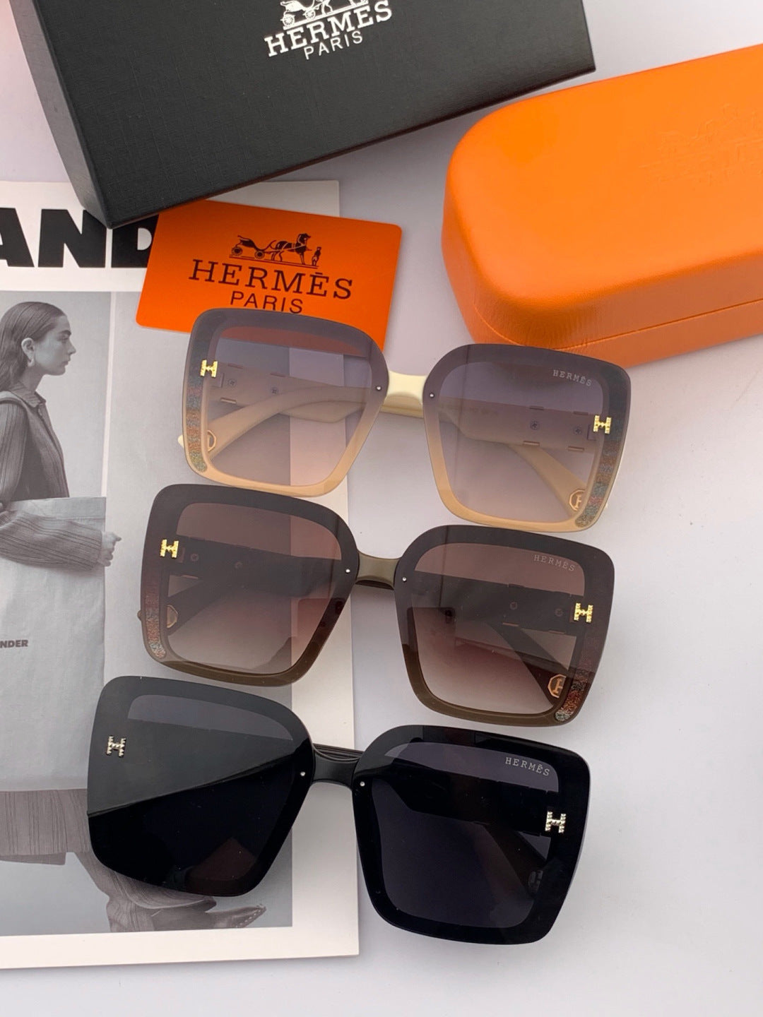 Hermès H2304 Square Pink Lens Sunglasses for Men & Women - 399441 - detail image 7
