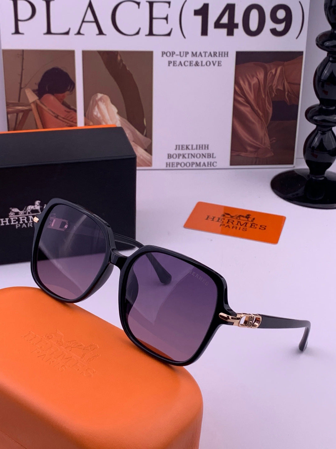 Hermès H2108 Square Gold Lens Sunglasses for Men & Women - 399458 - detail image 2