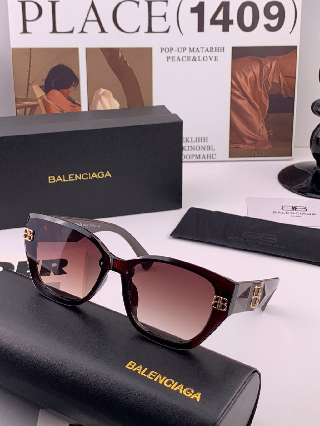 Balenciaga BL1350 Metal Fashion Black Lens Sunglasses for Men & Women - 399147 - detail image 3