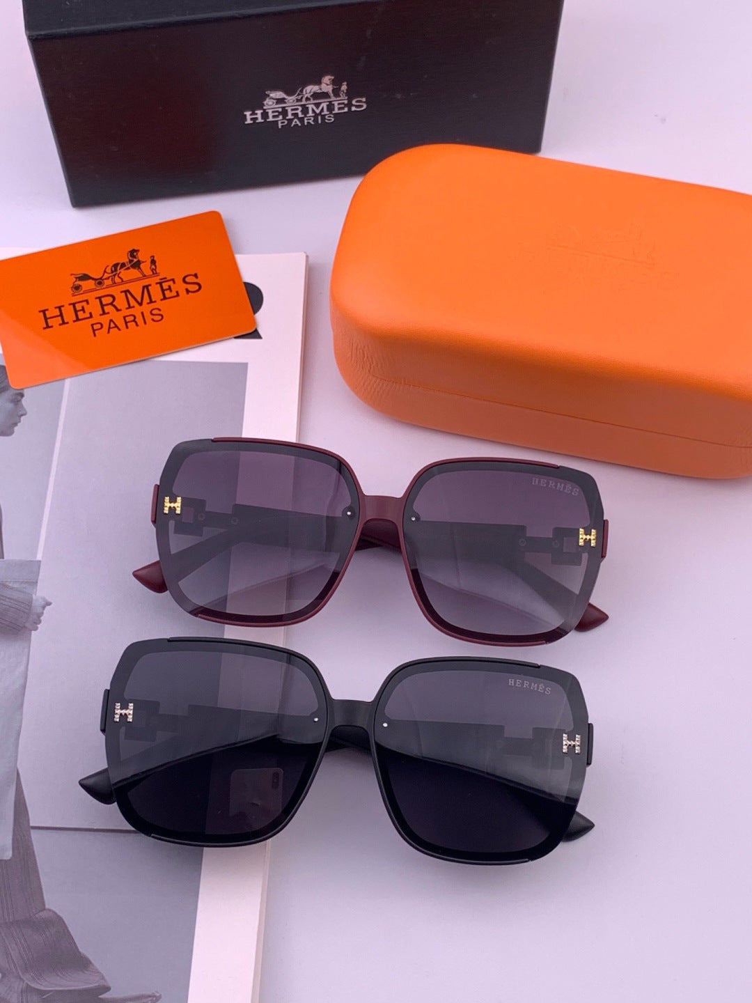 Hermès H8303 Square Black Lens Sunglasses for Men & Women - 399456 - detail image 7