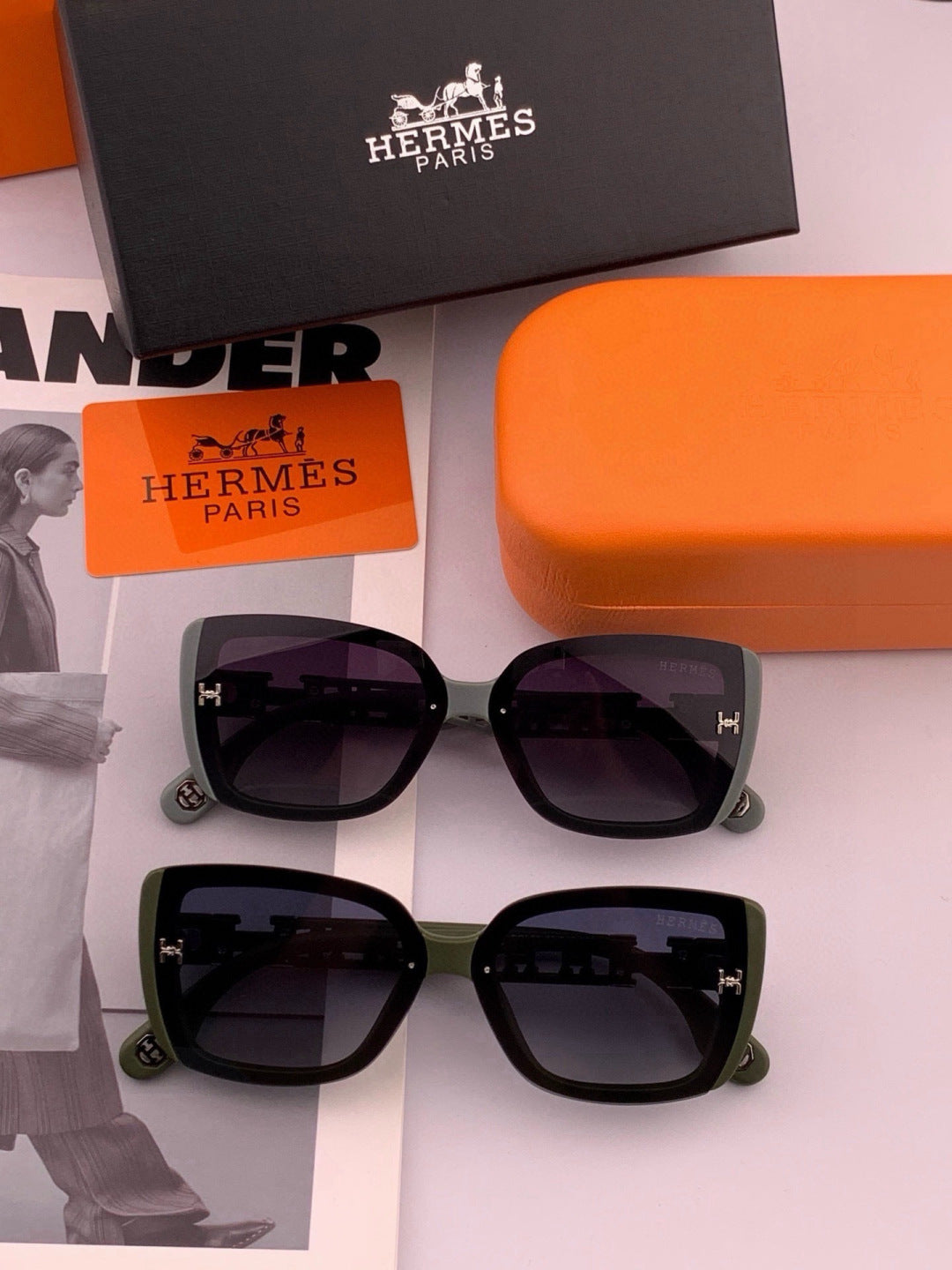 Hermès H3511 Polarized Square Gold Lens Sunglasses for Men & Women - 416518 - detail image 7