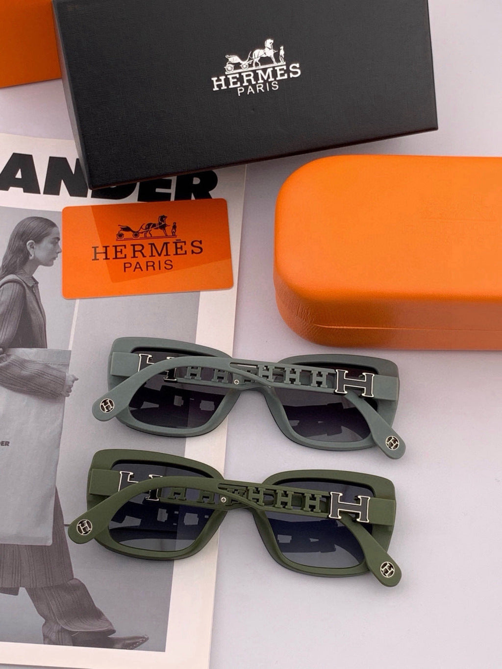 Hermès H3511 Polarized Square Gold Lens Sunglasses for Men & Women - 416518 - detail image 6