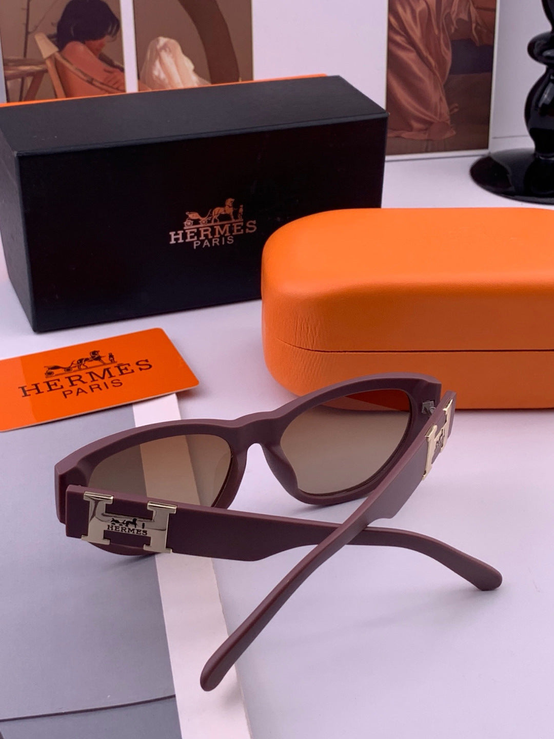 Hermès H37005 Square Red Lens Sunglasses for Men & Women - 416541 - detail image 6