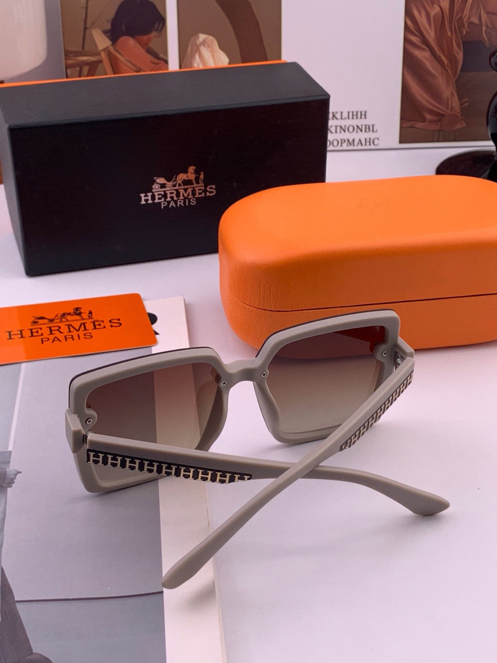 Hermès H1605 Square Black Lens Sunglasses for Men & Women - 433003 - detail image 3