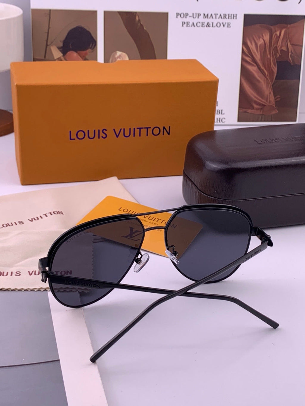 Louis Vuitton L01744 Aviator Black Lens Sunglasses for Men & Women - 431205 - detail image 6