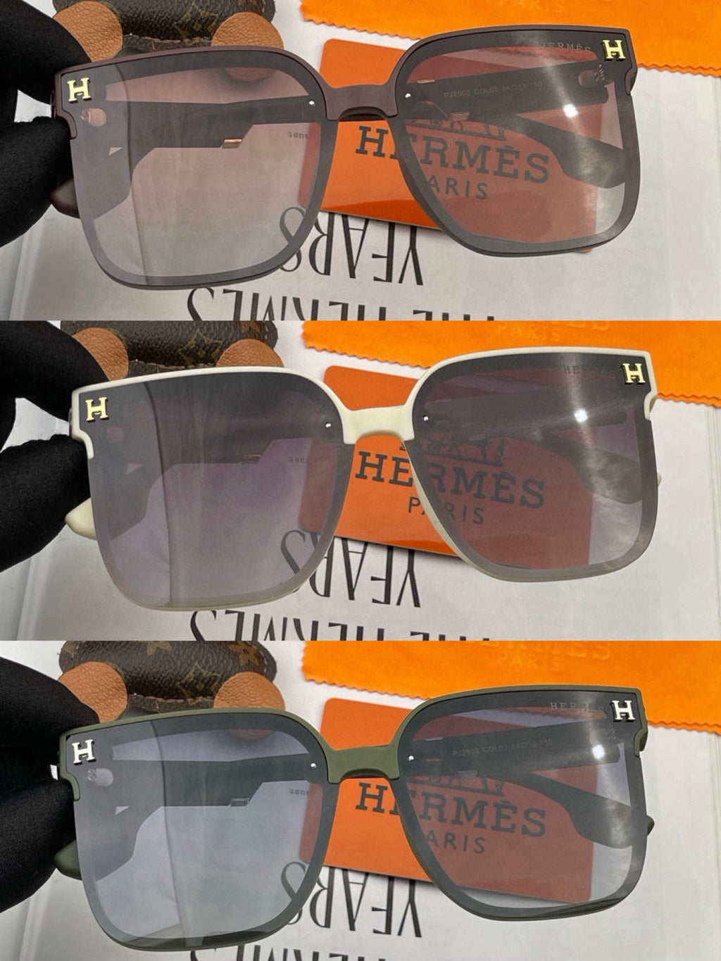 Hermès H2290 Polarized Square Gold Lens Sunglasses for Men & Women - 433006 - detail image 5