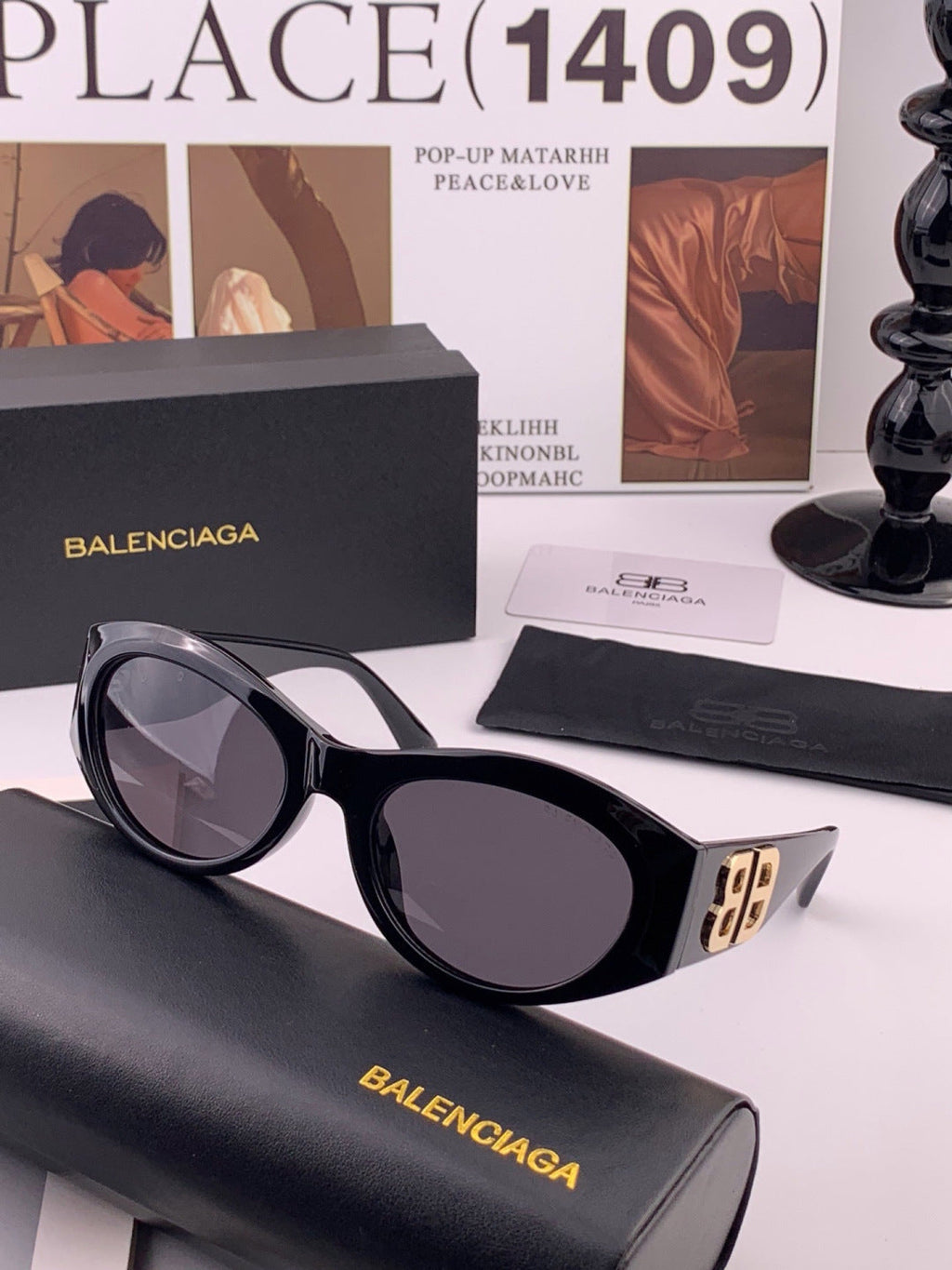 Balenciaga BL2992 Polarized Metal Fashion Black Lens Sunglasses - 432552 - detail image 3