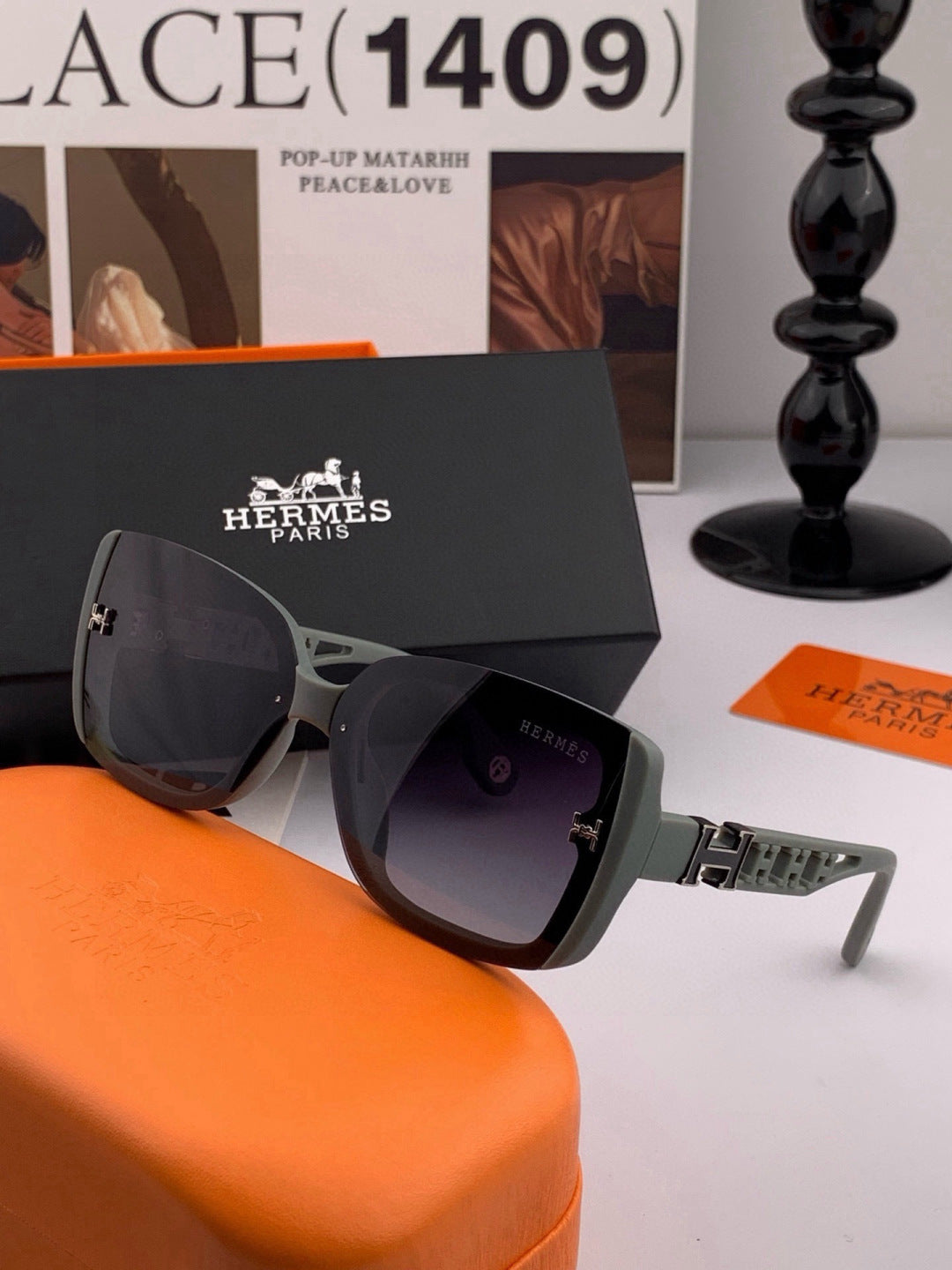Hermès H3511 Polarized Square Gold Lens Sunglasses for Men & Women - 450023 - detail image 3