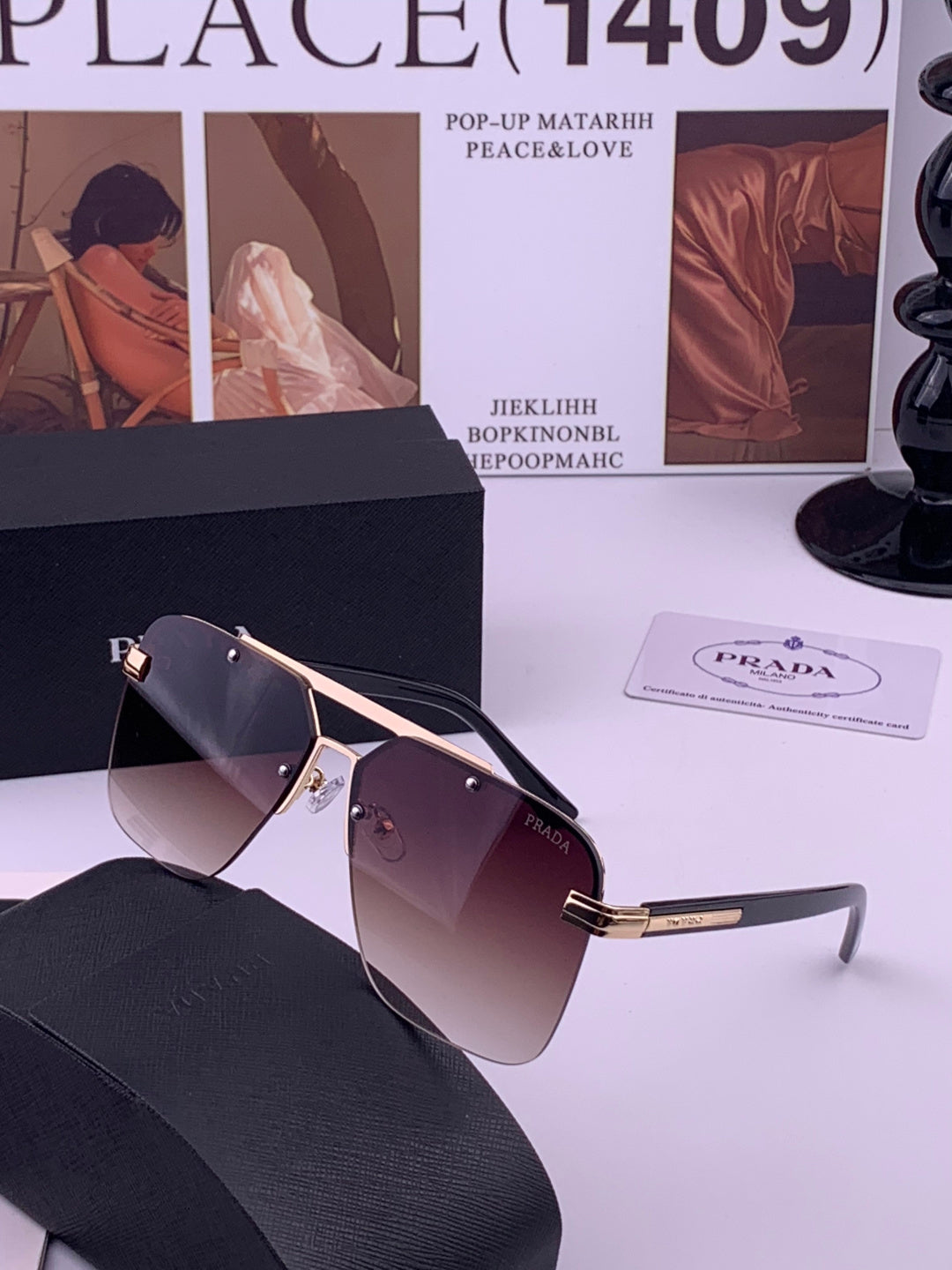 Prada Fashion Black Lens Sunglasses for Men - 449356 - detail image 2