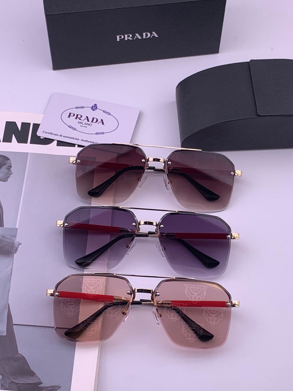 Prada Fashion Black Lens Sunglasses for Men - 449358 - detail image 8