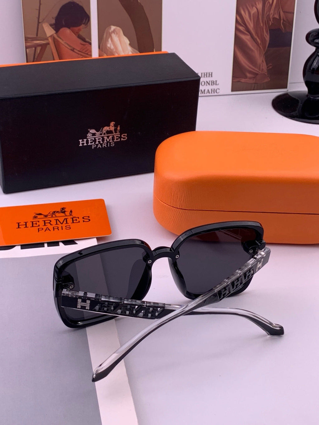 Hermès H7993 Square Black Lens Sunglasses for Men & Women - 450031 - detail image 6