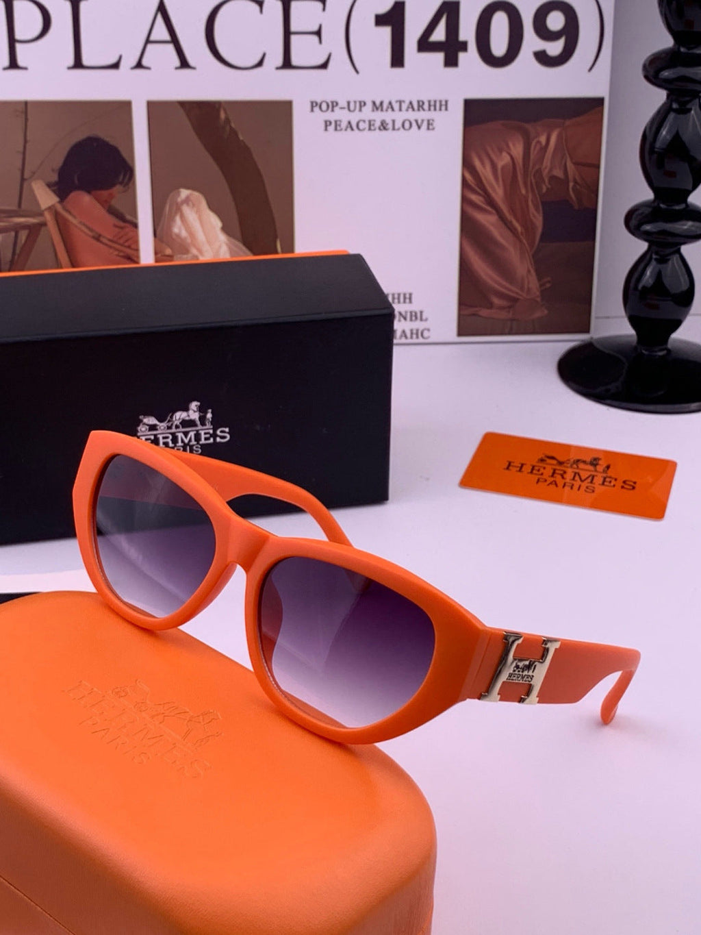Hermès H37005 Square Red Lens Sunglasses for Men & Women - 450029 - detail image 2